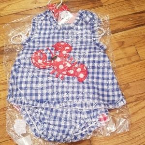 Mudpie lobster pinafore bloomer set